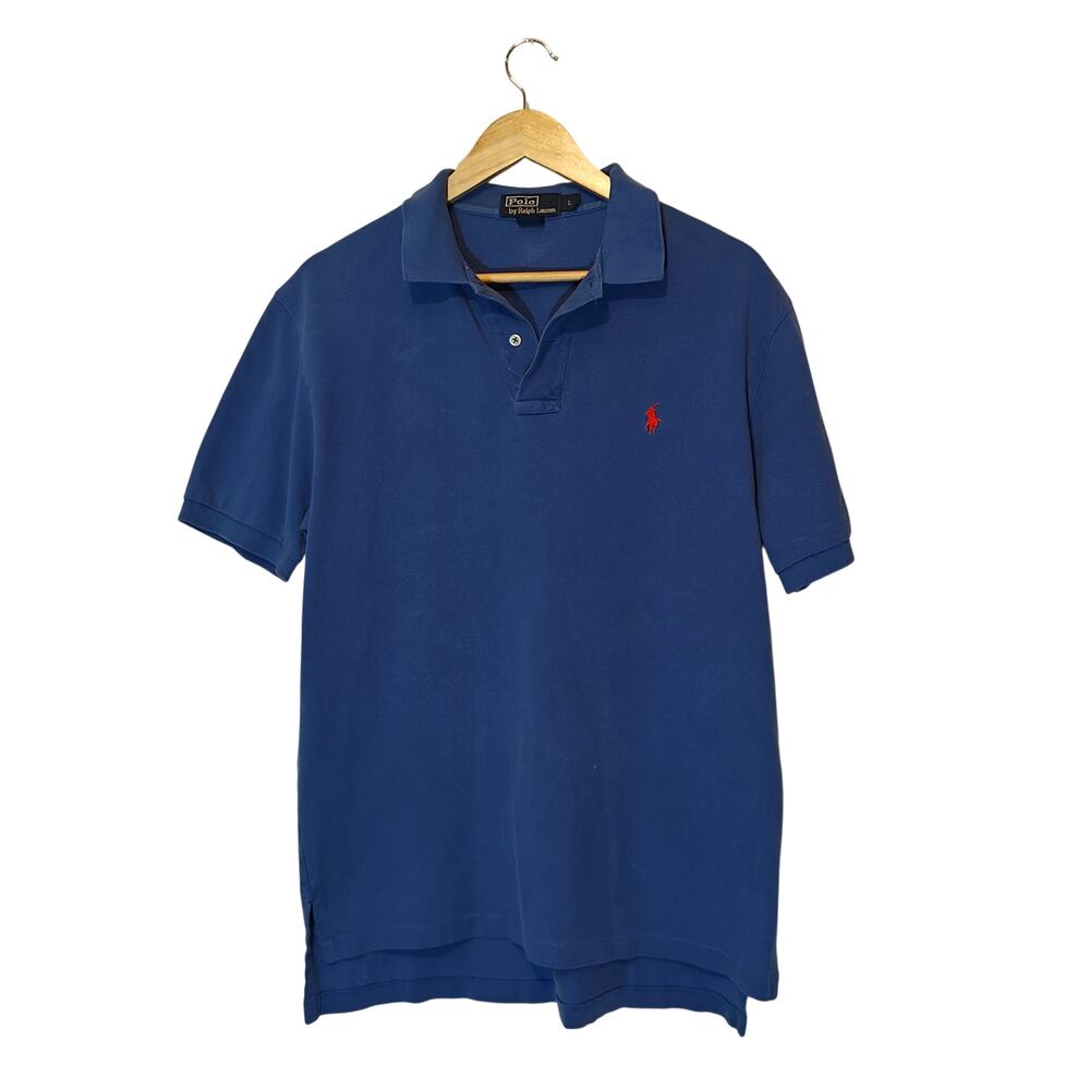Polo Ralph Lauren Blue Polo Shirt Orange Pony Logo Size L